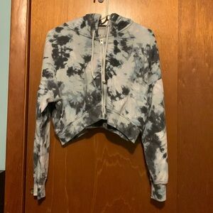Zip up tie-dye cropped hoodie